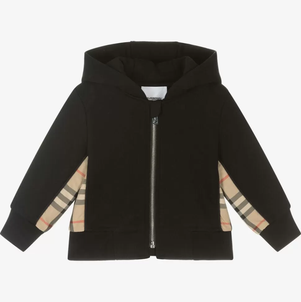 Burberry Baby Boys Black Check Zip-Up Top^ Tops