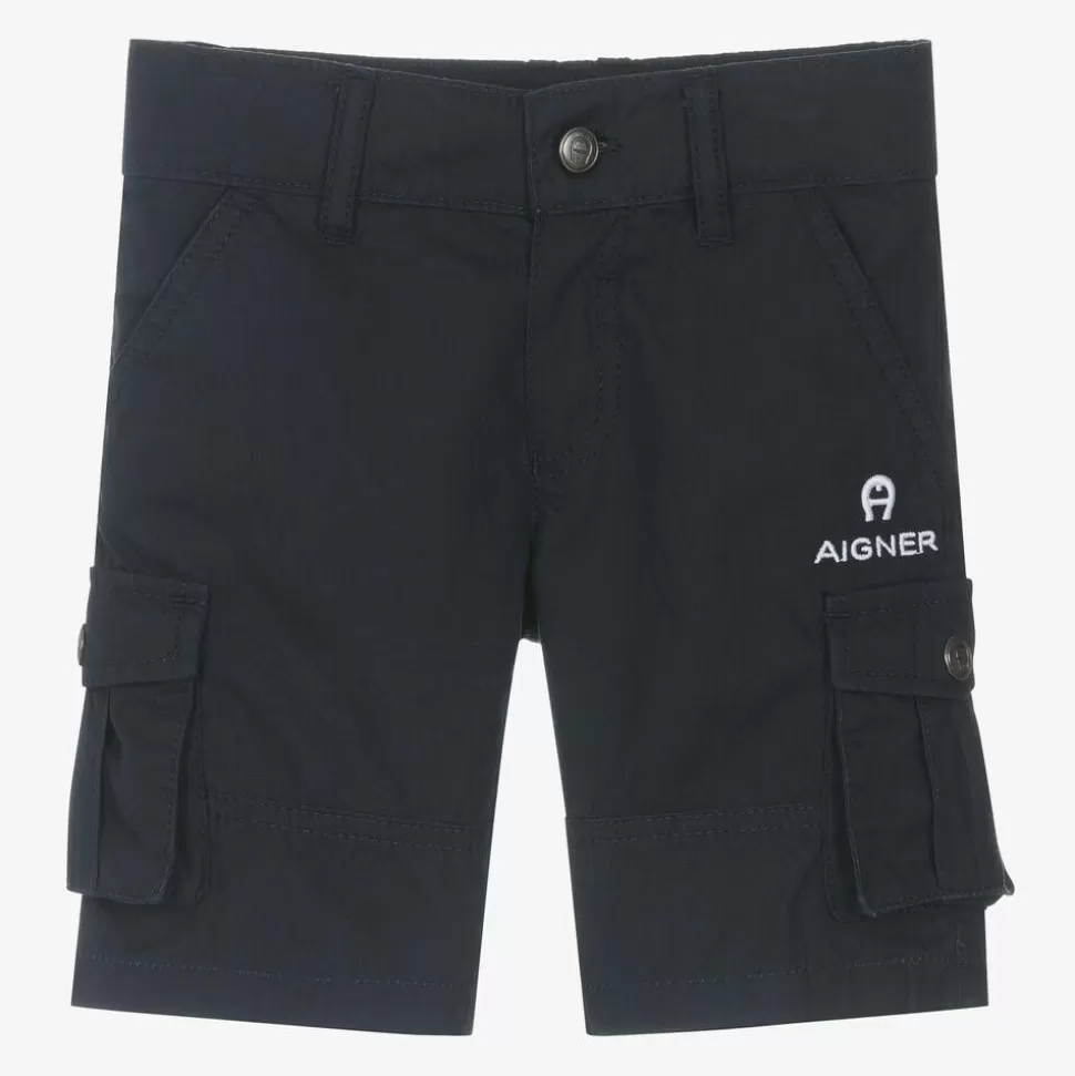 AIGNER Baby Boys Blue Cotton Cargo Shorts^BOY Shorts | Shorts