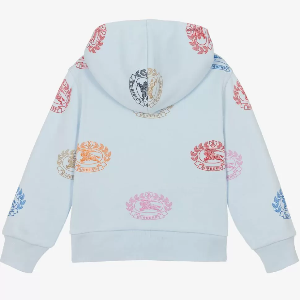 Burberry Baby Boys Blue Cotton Logo Hoodie^ Tops