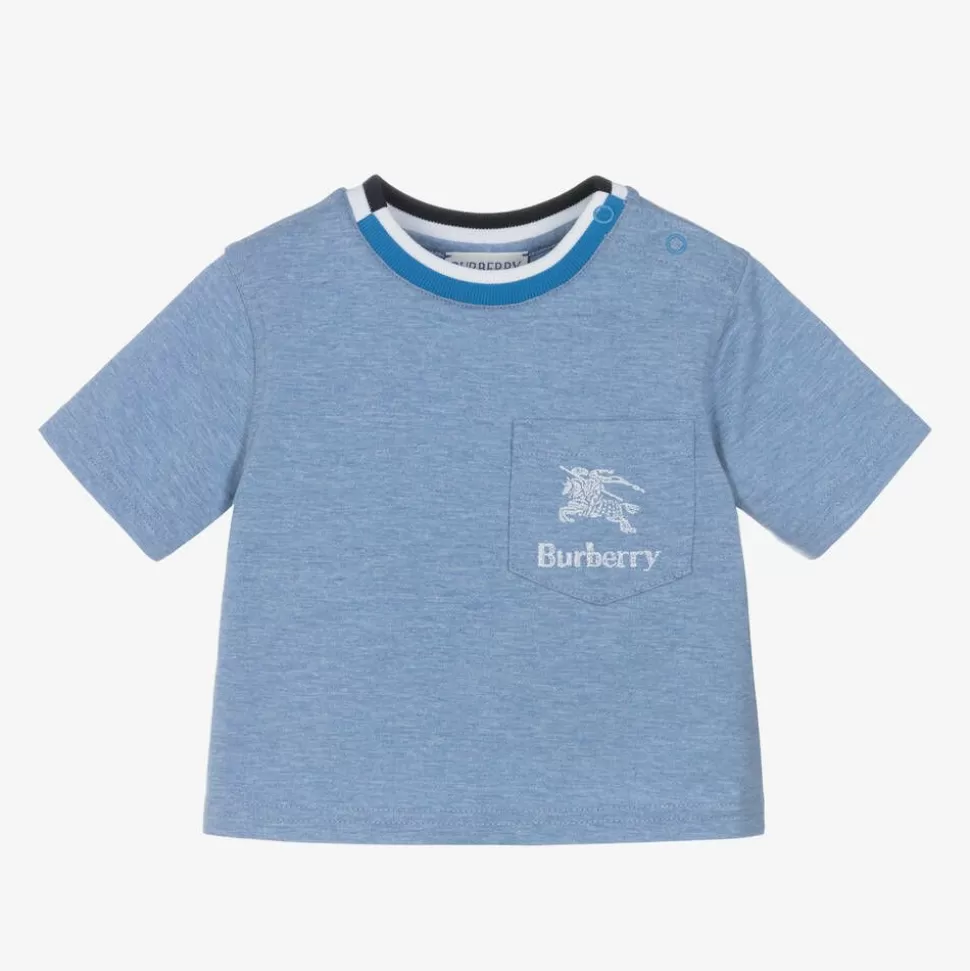 Burberry Baby Boys Blue Cotton T-Shirt^ Tops
