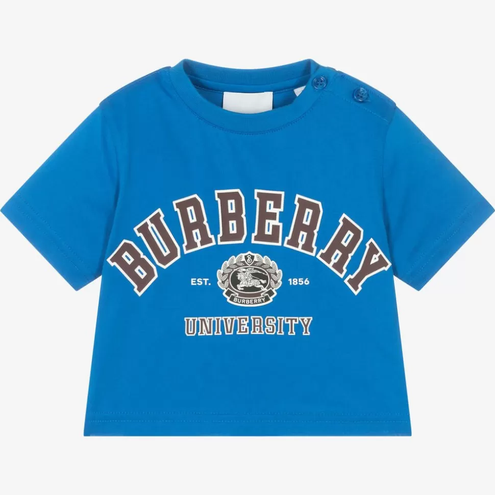 Burberry Baby Boys Blue Cotton Varsity T-Shirt^ Tops
