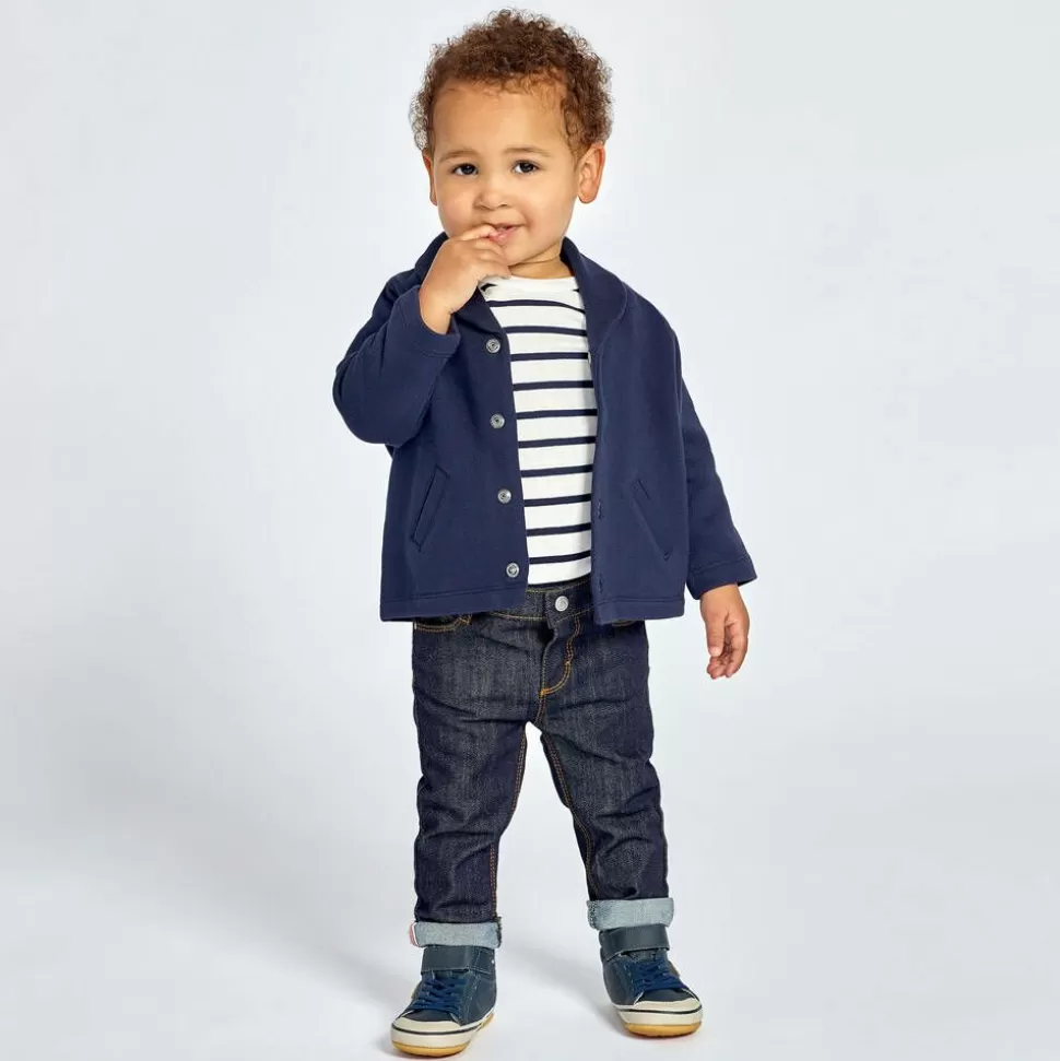 Tip Toey Joey Baby Boys Blue Leather Hi-Top Trainers^ First Walkers | First Walkers