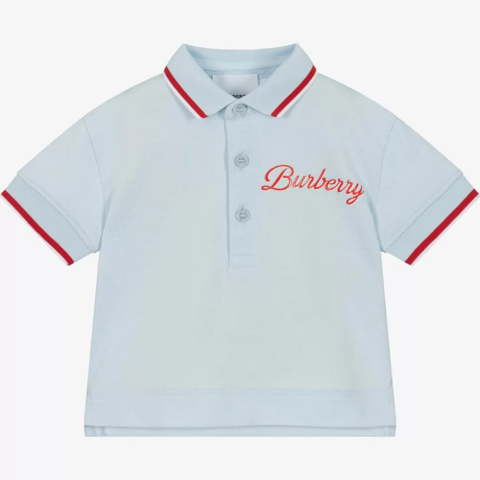 Burberry Baby Boys Blue Logo Polo Shirt^ Tops