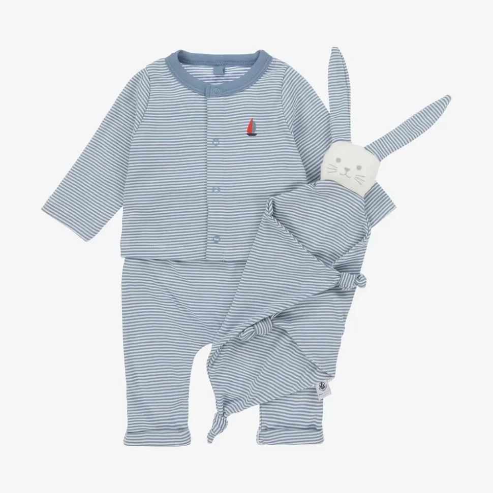 Petit Bateau Baby Boys Blue Stripe Organic Cotton Trouser Set^ Babysuits