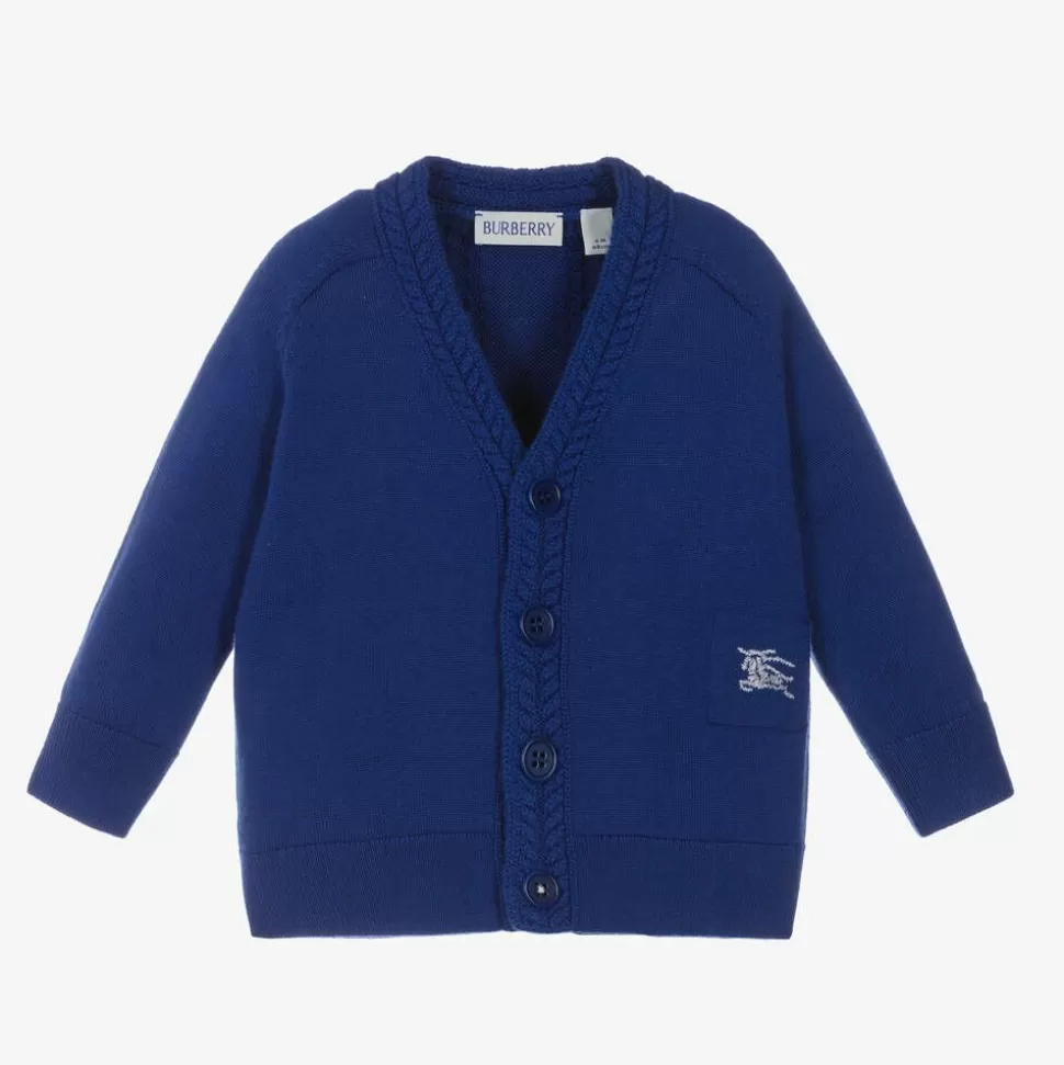 Burberry Baby Boys Blue Wool Knit Cardigan^ Tops