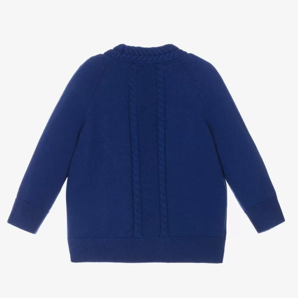 Burberry Baby Boys Blue Wool Knit Cardigan^ Tops
