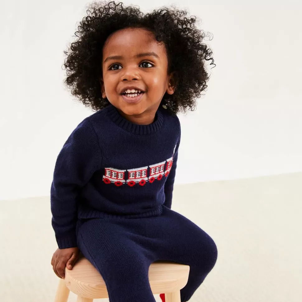 Beatrice amp; George Baby Boys Blue Wool Train Trouser Set^ Outfit Sets