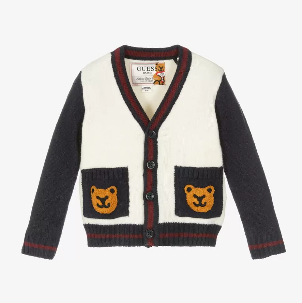 Guess Baby Boys Ivory & Blue Knit Cardigan^BOY Tops