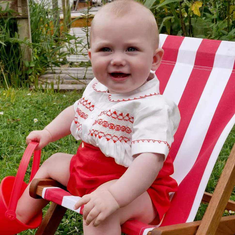 Rachel Riley Baby Boys Red Smocked Buster Suit^BOY Outfit Sets | Outfit Sets