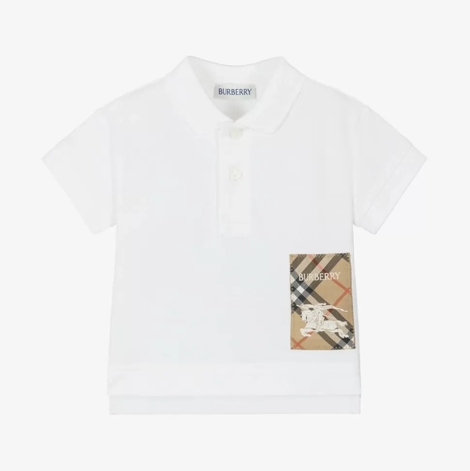 Burberry Baby Boys White Cotton Polo Shirt^ Tops