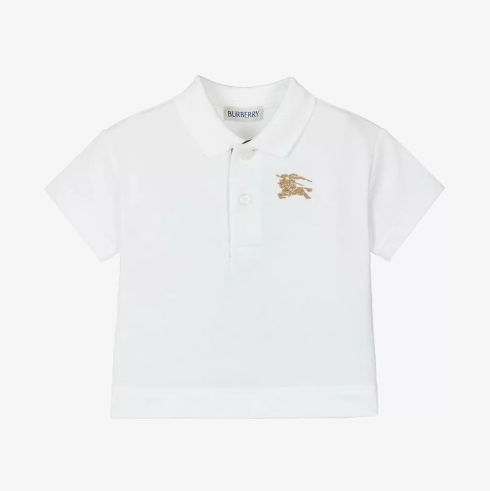 Burberry Baby Boys White Cotton Polo Shirt^ Tops