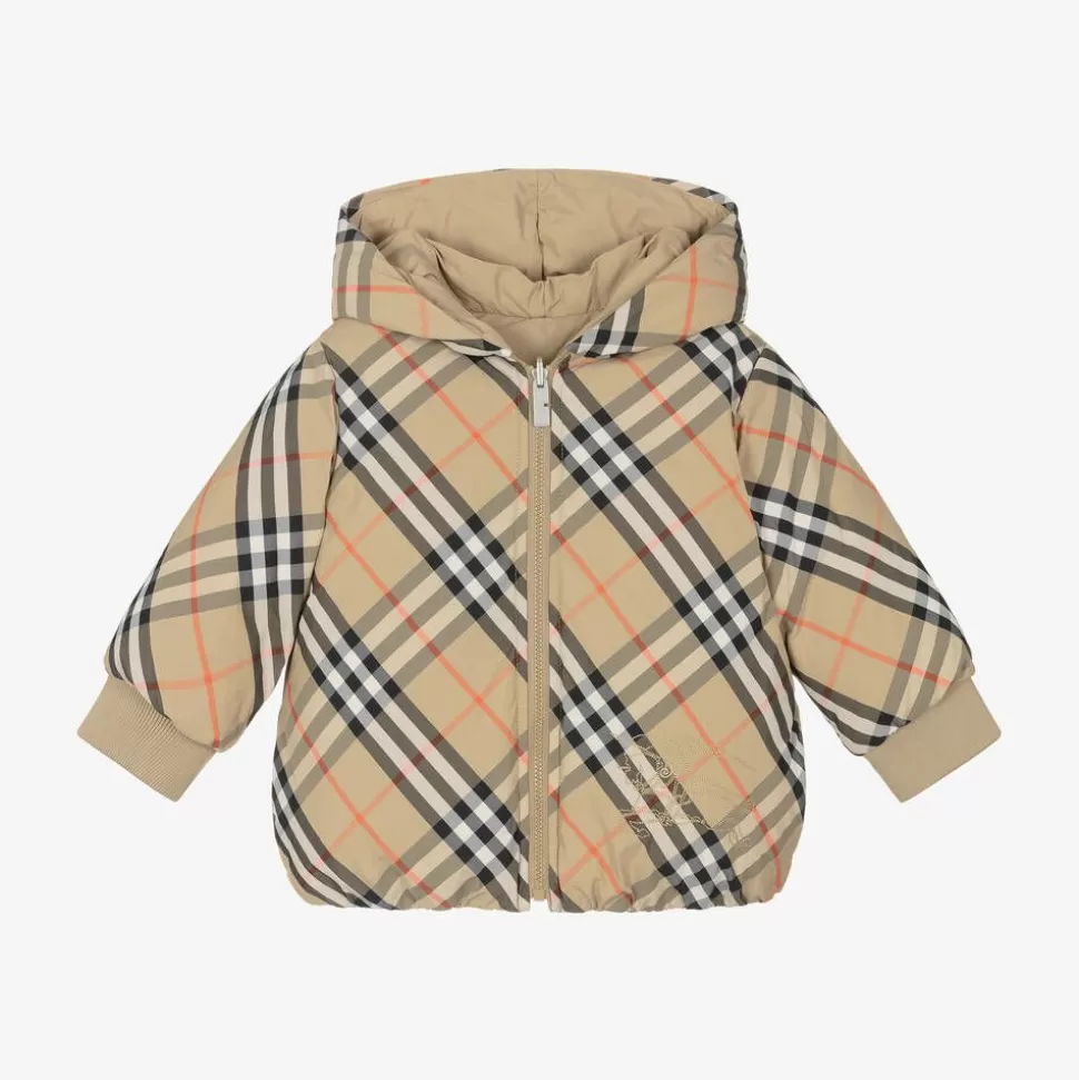 Burberry Baby Girls Beige Check Reversible Down Jacket^ Coats & Jackets