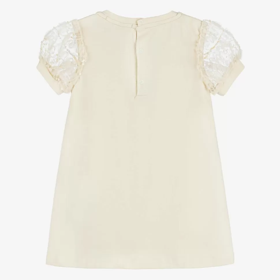 AIGNER Baby Girls Beige Cotton Puff Sleeve Dress^ Dresses