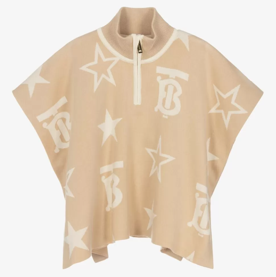 Burberry Baby Girls Beige TB Logo Knitted Cape^ Coats & Jackets