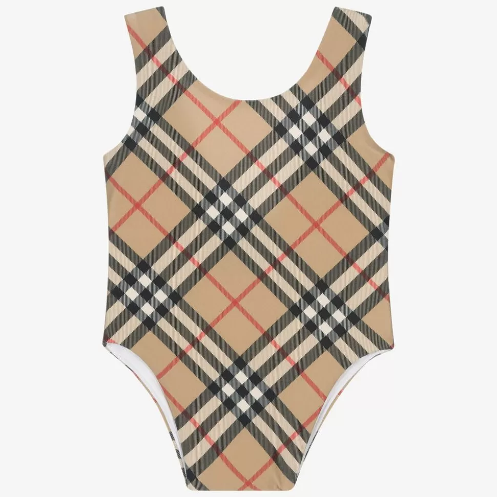 Burberry Baby Girls Beige Vintage Check Swimsuit^ Swimwear