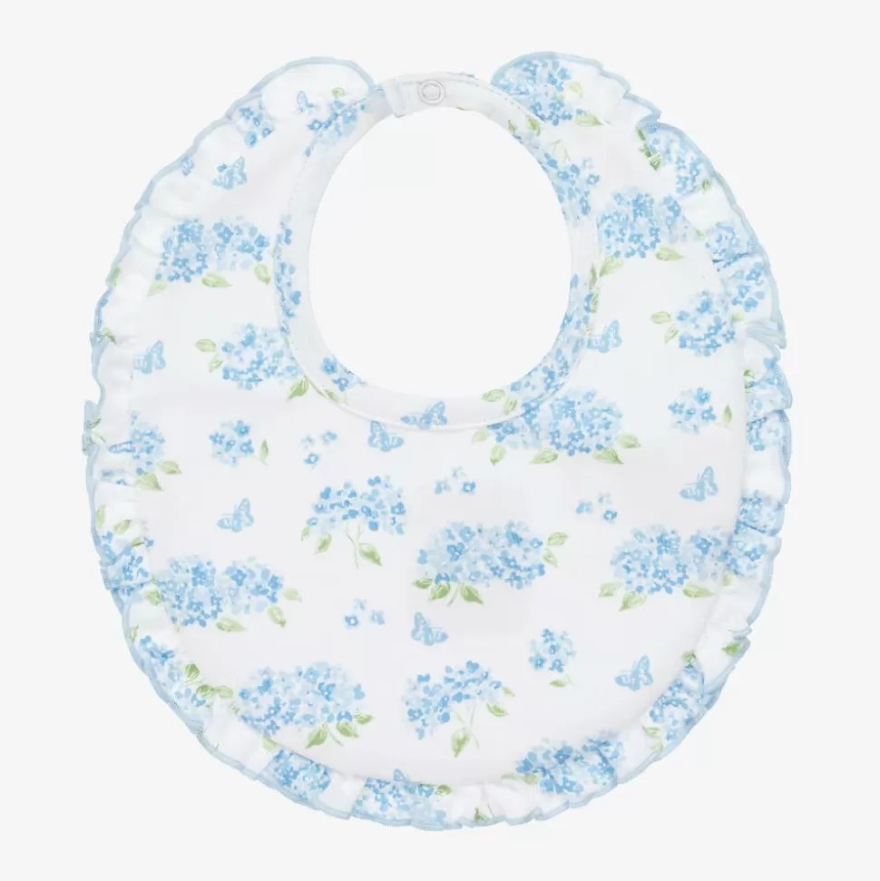 Kissy Kissy Baby Girls Blue Cotton Heavenly Hydrangeas Bib^ Feeding Accessories