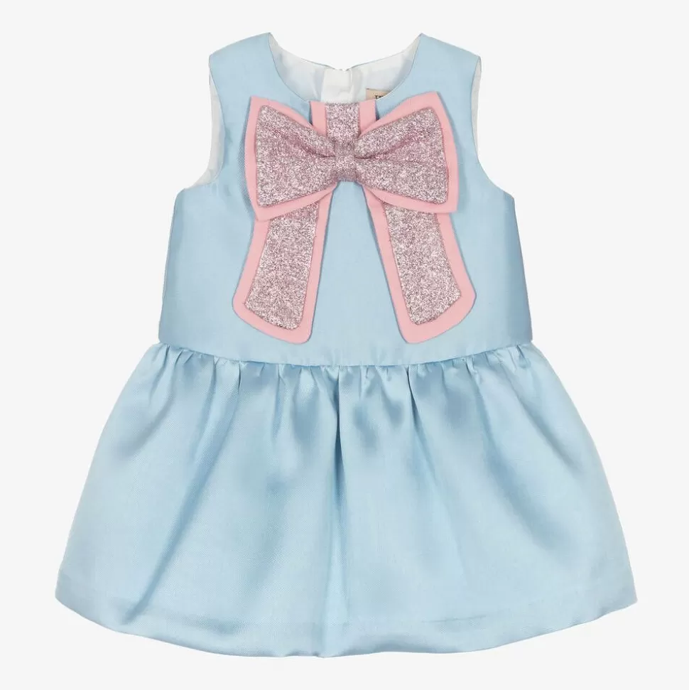 Hucklebones London Baby Girls Blue Satin Bow Dress^ Dresses