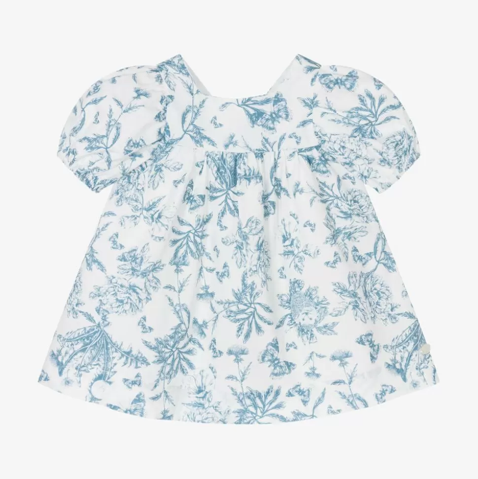 Tartine et Chocolat Baby Girls Blue Toile Du Jouy Cotton Dress^ Dresses
