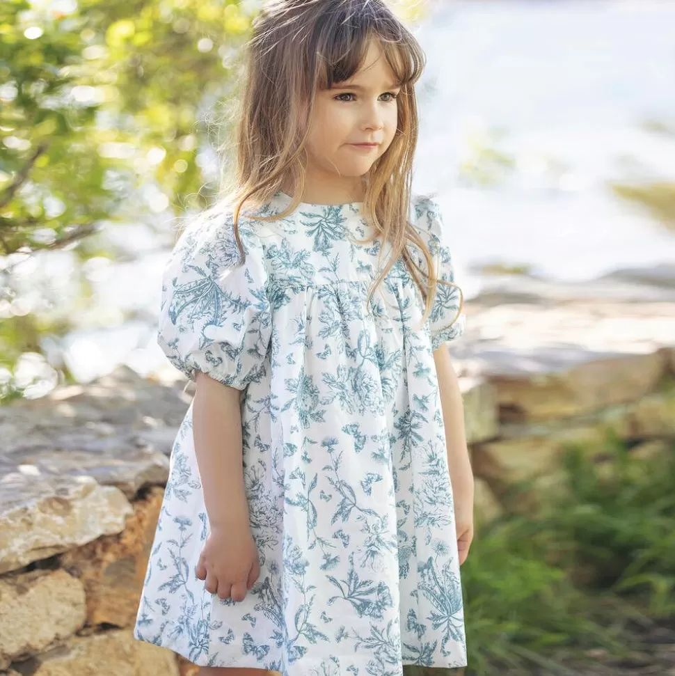 Tartine et Chocolat Baby Girls Blue Toile Du Jouy Cotton Dress^ Dresses