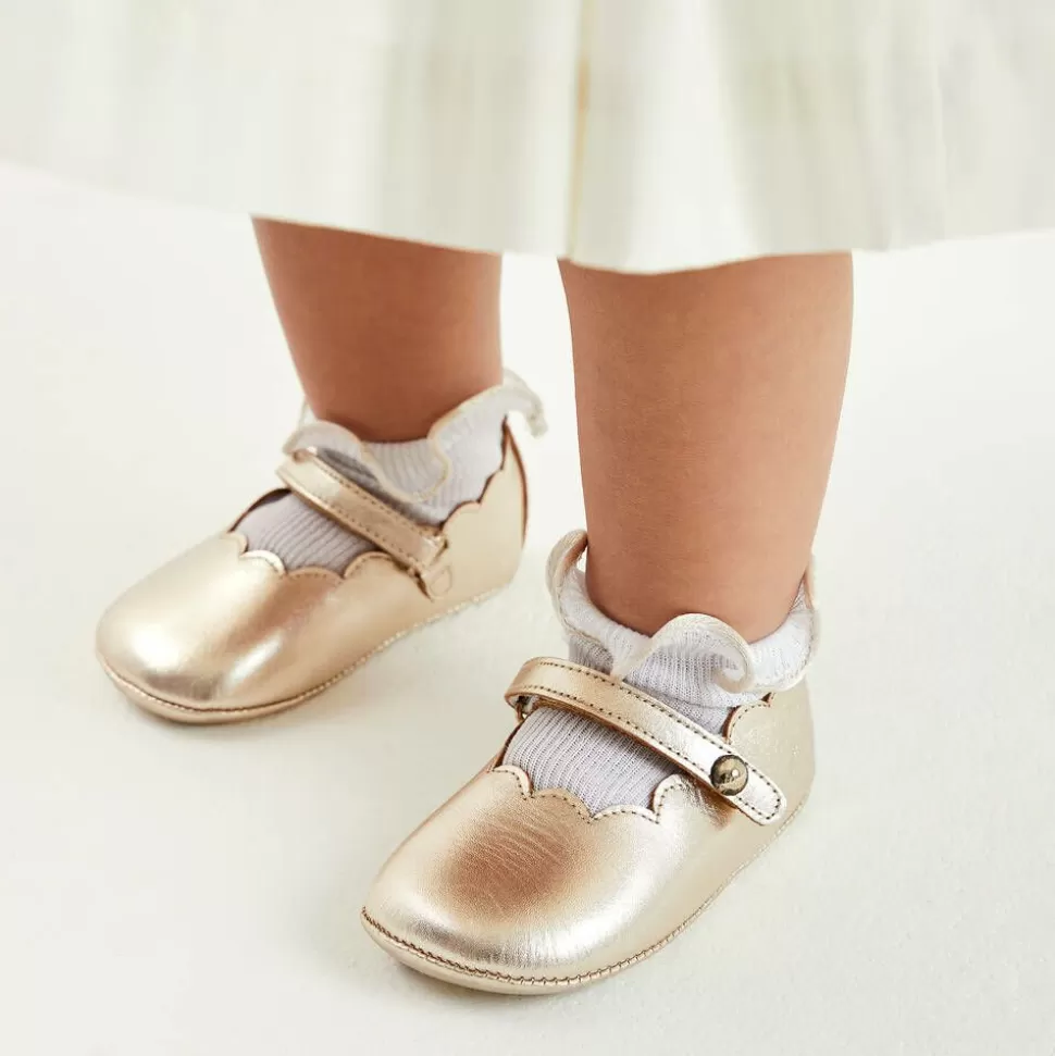 Beatrice amp; George Baby Girls Gold Leather Pre-Walker Shoes^ Traditional Shoes