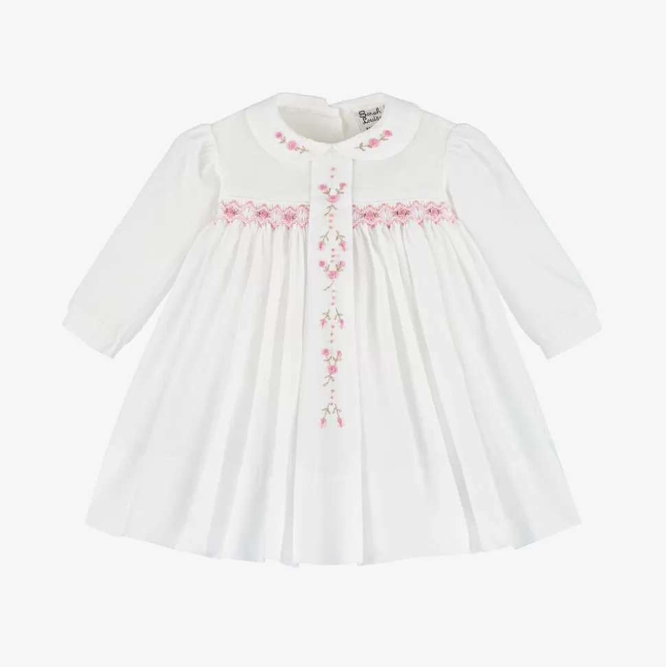 Sarah Louise Baby Girls Ivory Cotton Hand-Smocked Dress^ Dresses
