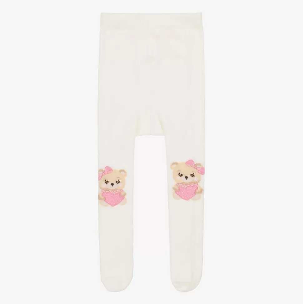 Monnalisa Baby Girls Ivory Cotton Teddy Tights^ Tights | Tights