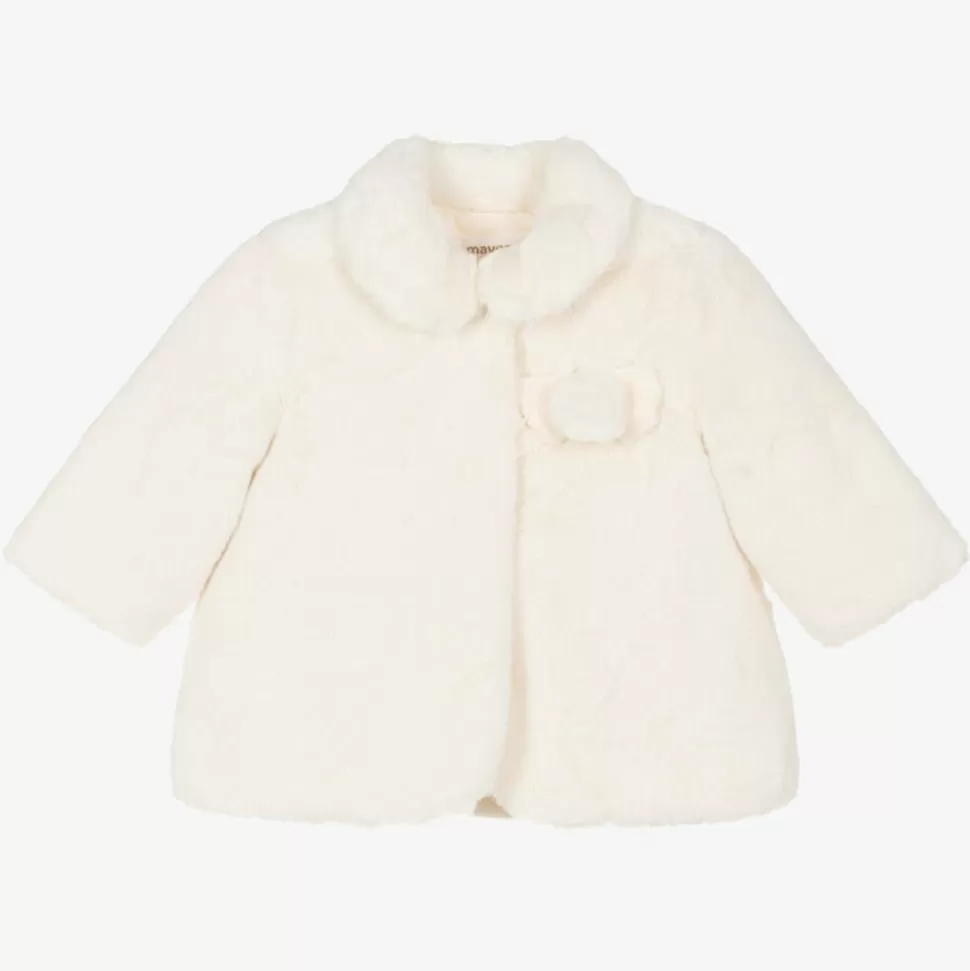 Mayoral Baby Girls Ivory Faux Fur Coat^ Coats & Jackets