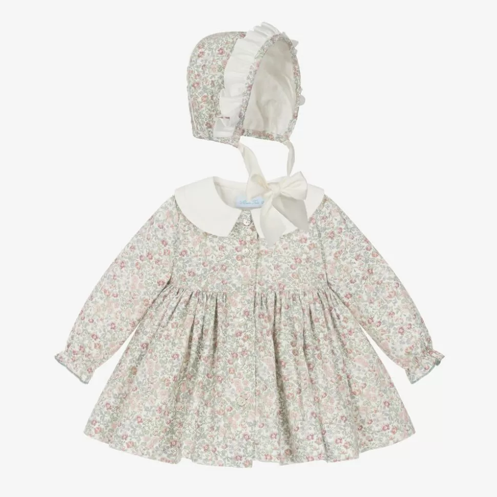 Abuela Tata Baby Girls Ivory Floral Print Cotton Dress Set^ Dresses
