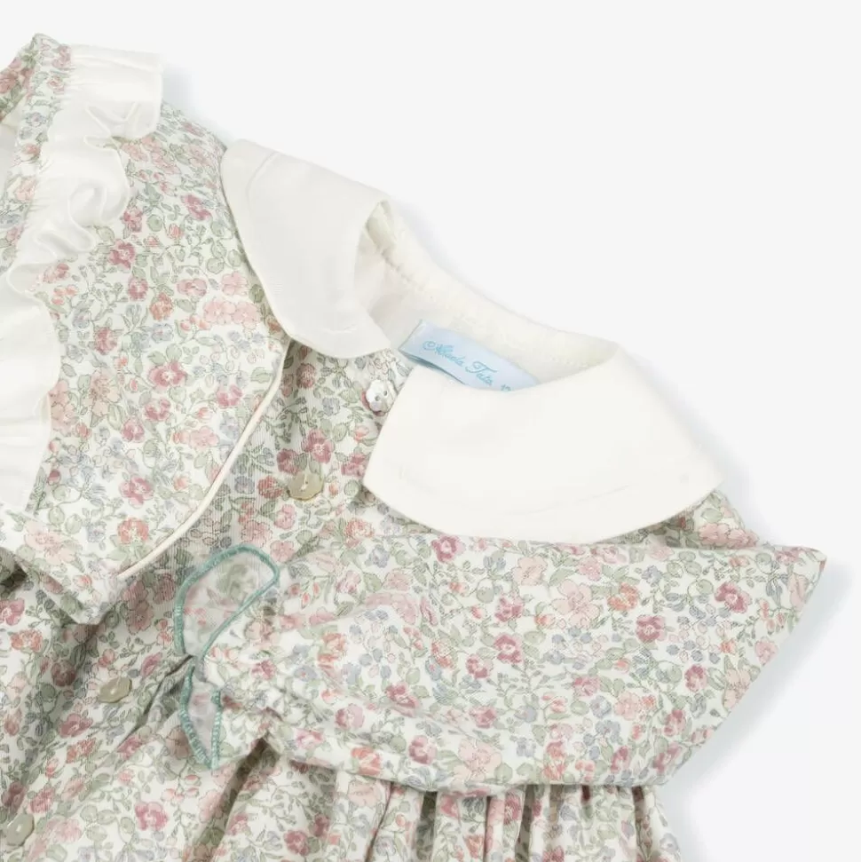 Abuela Tata Baby Girls Ivory Floral Print Cotton Dress Set^ Dresses