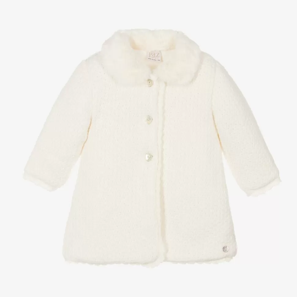 Paz Rodríguez Baby Girls Ivory Knitted Coat^ Coats & Jackets