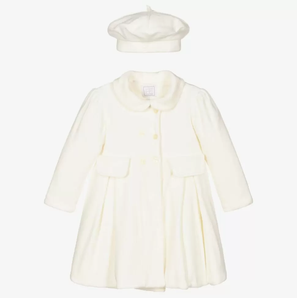 Emile et Rose Baby Girls Ivory Velour Coat & Hat Set^ Coats & Jackets