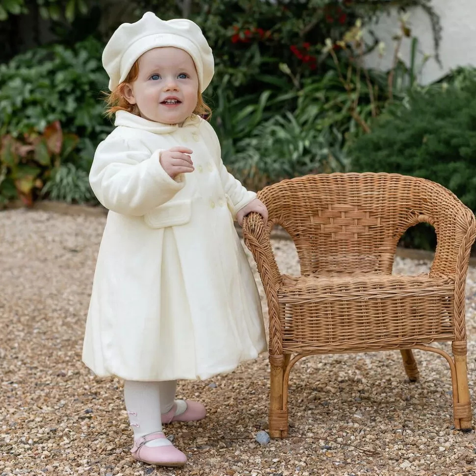 Emile et Rose Baby Girls Ivory Velour Coat & Hat Set^ Coats & Jackets