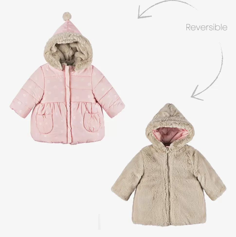 Mayoral Baby Girls Pink & Beige Reversible Coat^ Coats & Jackets