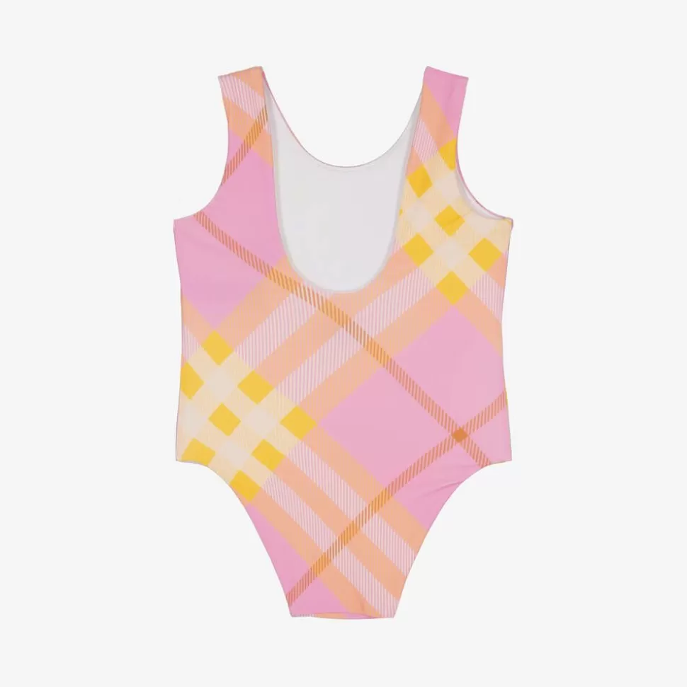 Burberry Baby Girls Pink & Yellow Check Swimsuit^ Swimwear