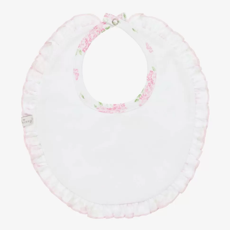 Kissy Kissy Baby Girls Pink Cotton Heavenly Hydrangeas Bib^ Feeding Accessories