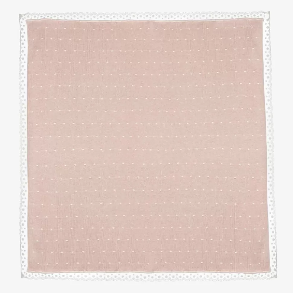 Paz Rodríguez Baby Girls Pink Cotton Knit Shawl (106cm)^ Gifts
