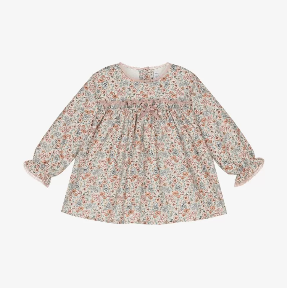 Paloma de la O Baby Girls Pink Floral Cotton Dress^ Dresses