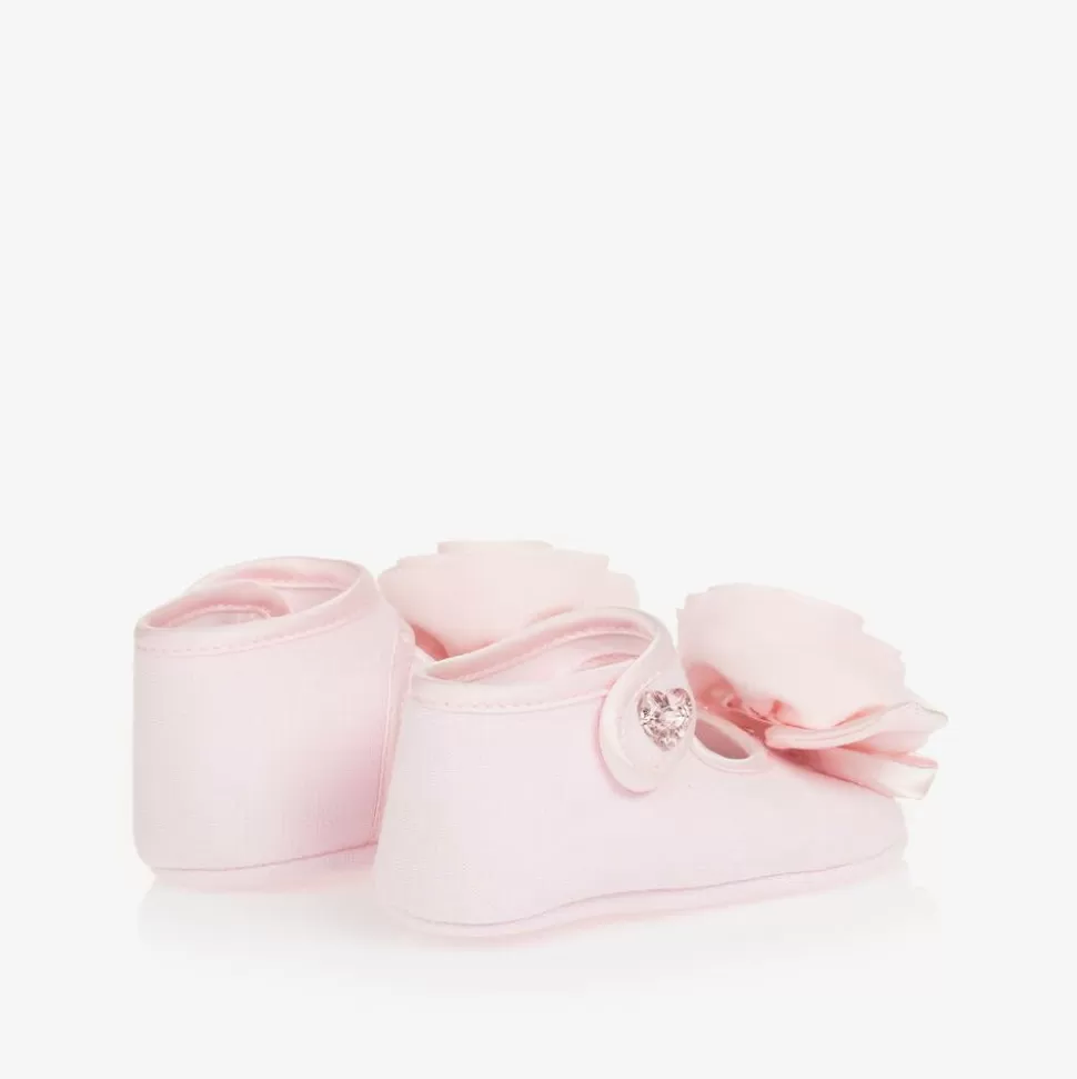 Monnalisa Baby Girls Pink Rose Pre-Walker Shoes^ Pre Walkers | Pre Walkers