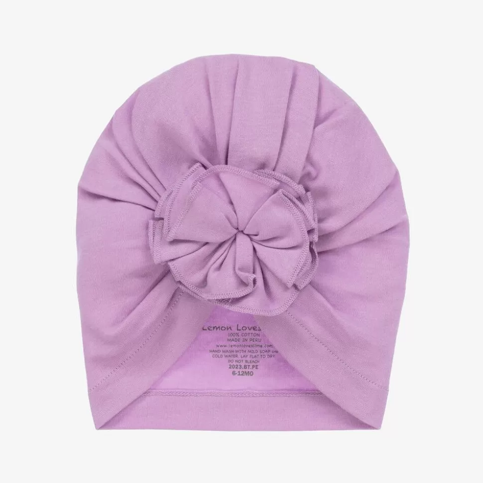 Lemon Loves Layette Baby Girls Purple Pima Cotton Hat^ Hats