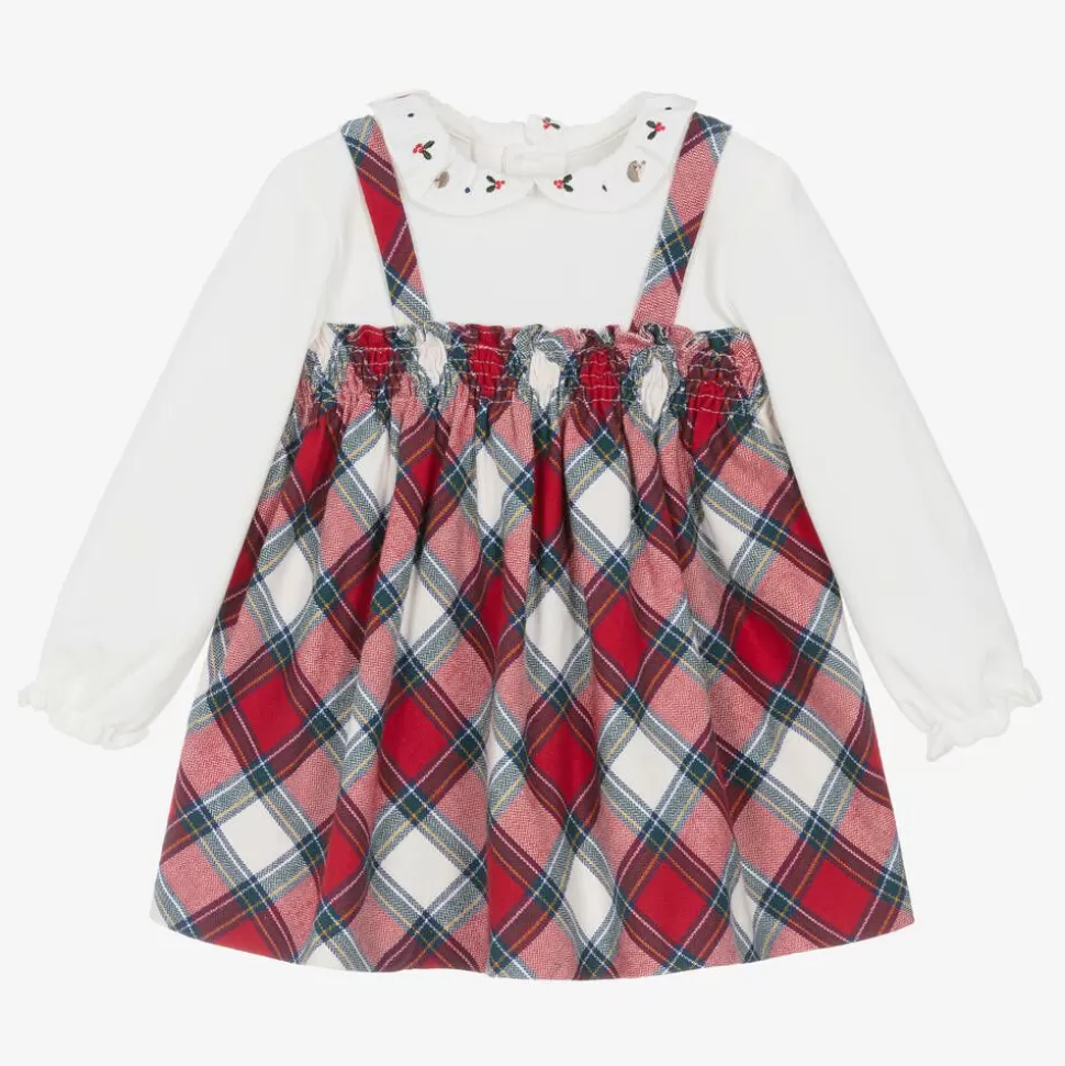 Mayoral Newborn Baby Girls Red Tartan Cotton Dress^ Dresses