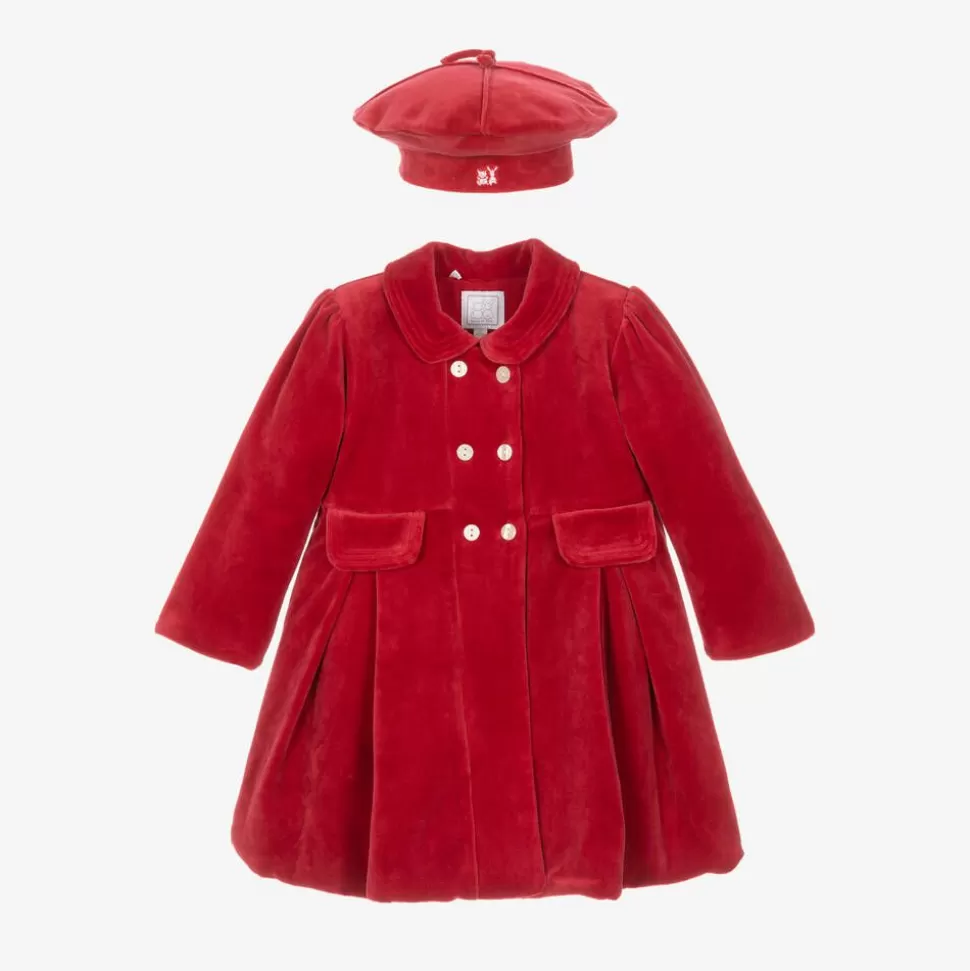 Emile et Rose Baby Girls Red Velour Coat & Hat Set^ Coats & Jackets