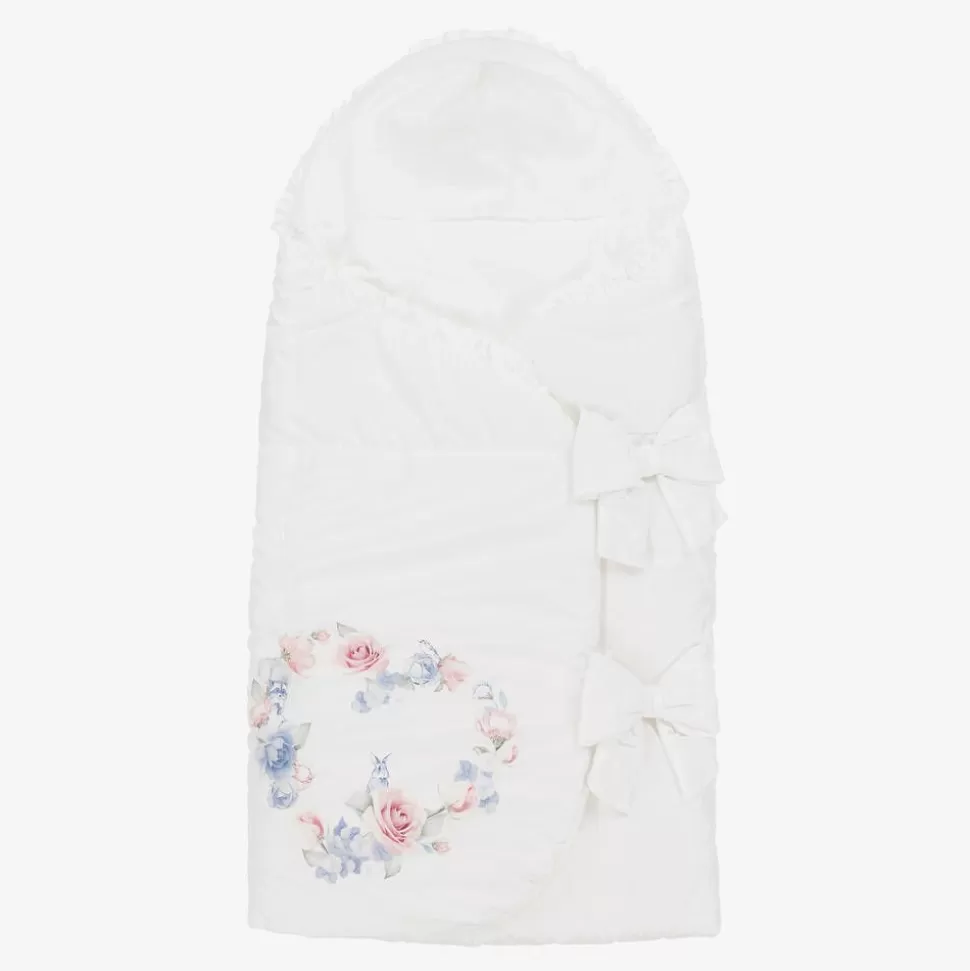 Lapin House Baby Girls White Floral Bow Nest^ Nests