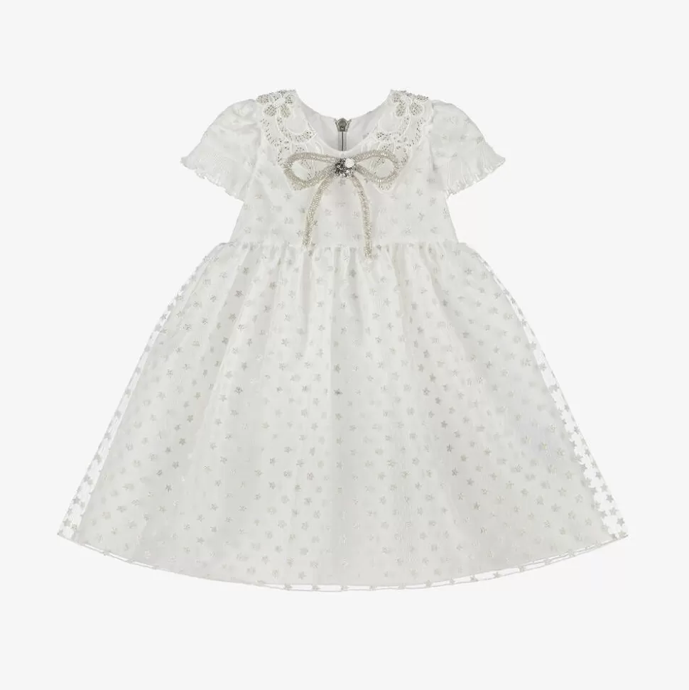 Graci Baby Girls White Glittery Star Dress^ Dresses