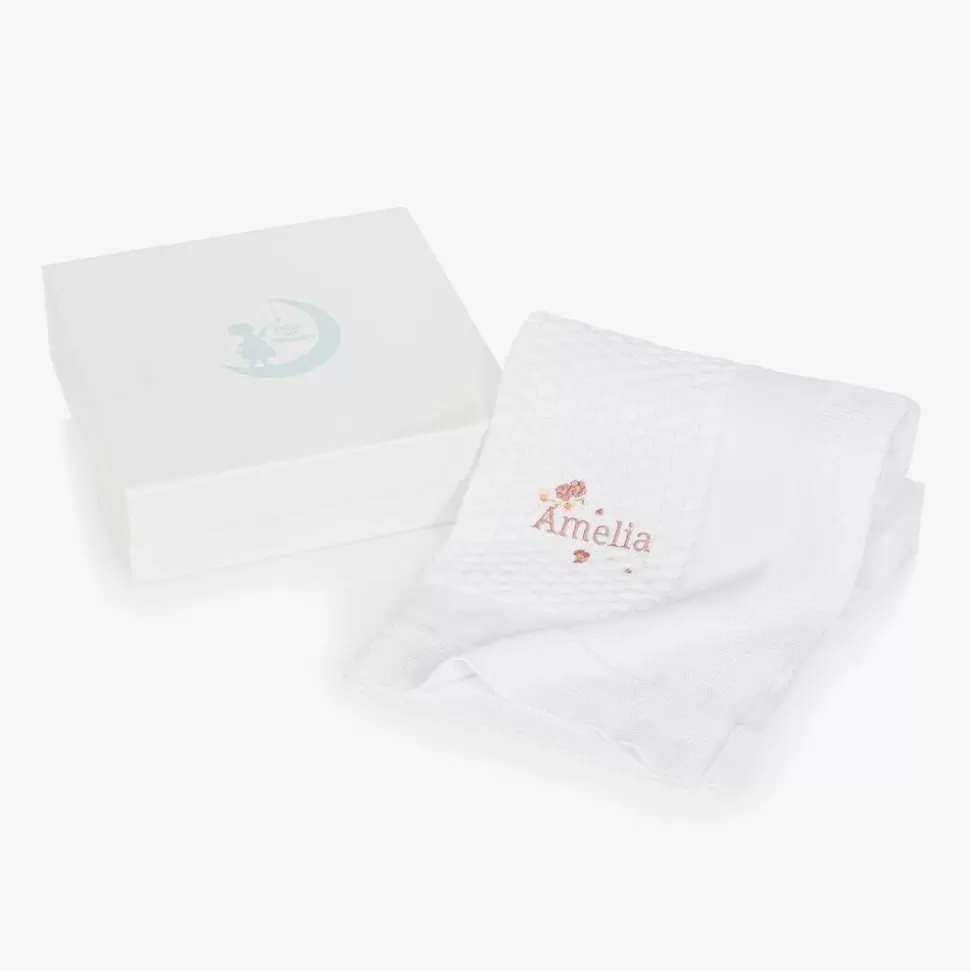 Paint My Dreams Baby Girls White Personalised Cotton Blanket (88cm)^ Gifts