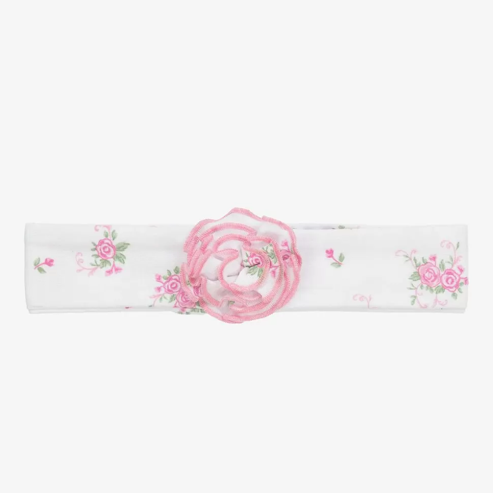 Kissy Kissy Baby Girls White Pink Rose Scrolls Headband^ Hair Accessories