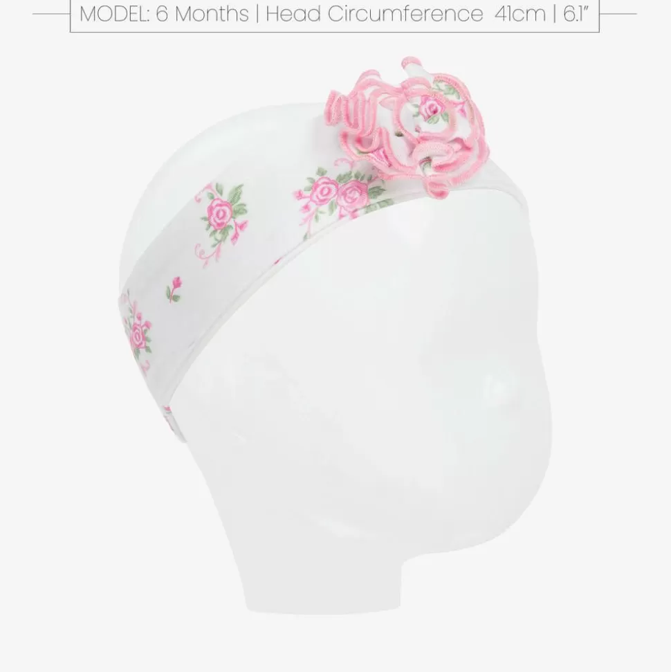 Kissy Kissy Baby Girls White Pink Rose Scrolls Headband^ Hair Accessories