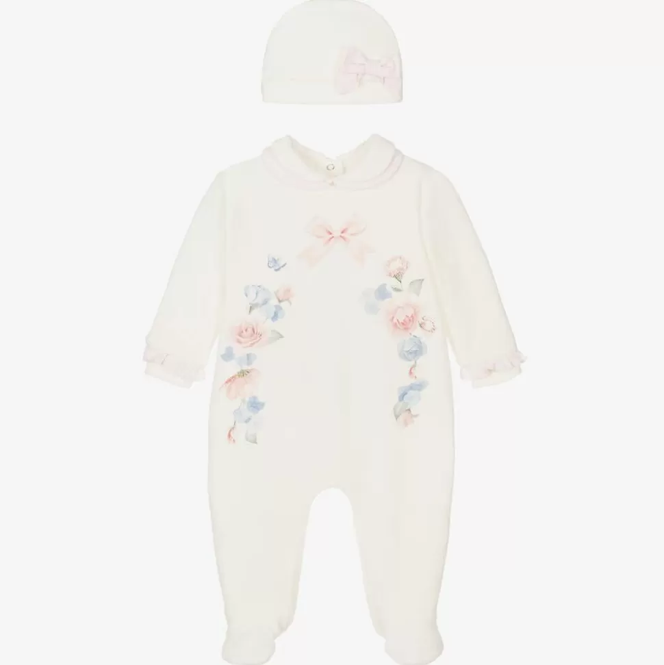 Lapin House Baby Girls White Velour Babysuit Gift Set^ Babysuits