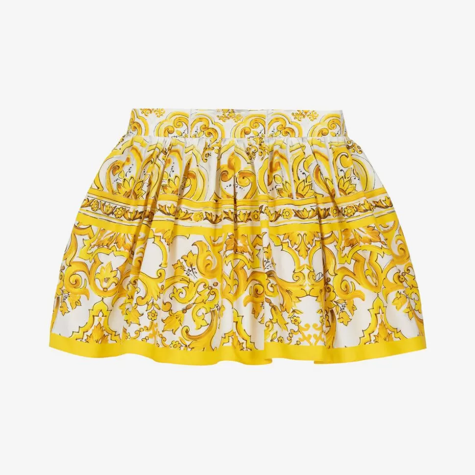 Dolce amp; Gabbana Baby Girls Yellow Majolica Print Cotton Skirt^ Skirts
