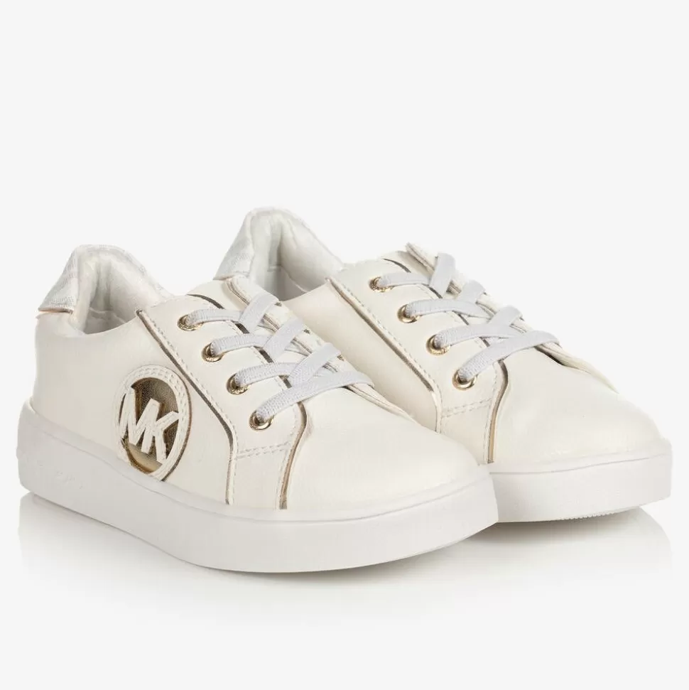 Michael Kors Kids Baby White & Gold Logo Trainers^ Trainers