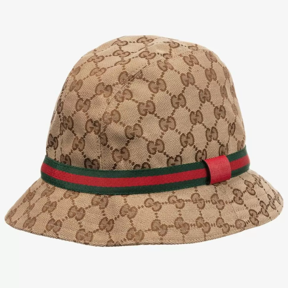 Gucci Beige & Brown GG Canvas Hat^ Hats